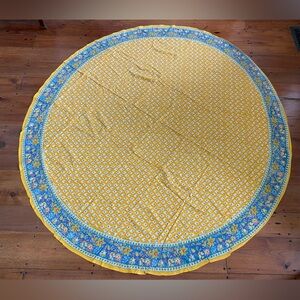 Round Tablecloth French Country Provence Motifs Cotton 89" x 84"